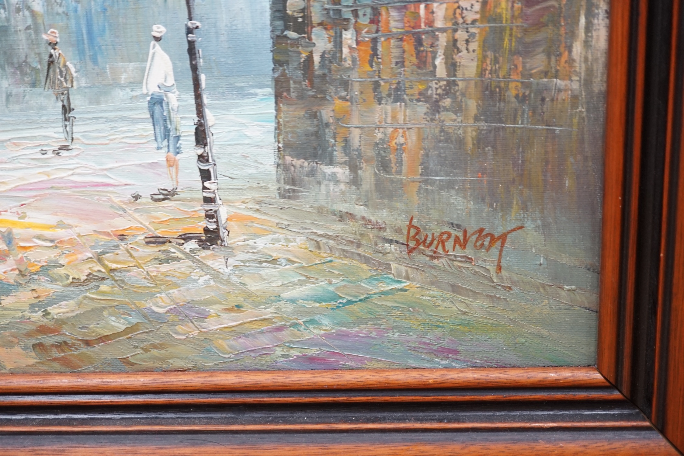 Caroline Burnett (1877-1950), two Impressionist oils, one on canvas, Parisian street scenes, largest 49 x 59cm. Condition - good, some surface dirt